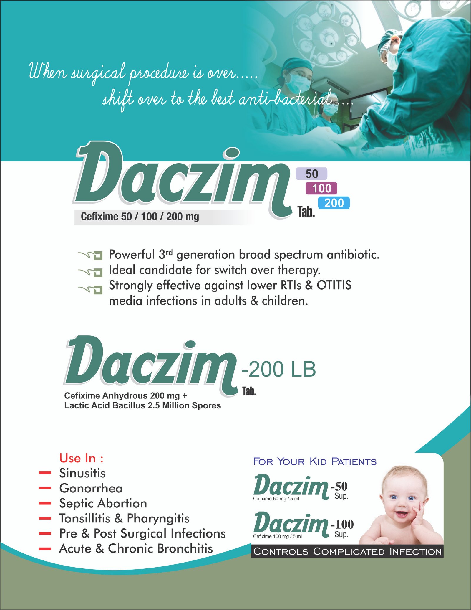 DACZIM, daczim, daksh pharmaceuticals, daksh pharmaceuticals panchkula, anti-bacterial, pcd franchise